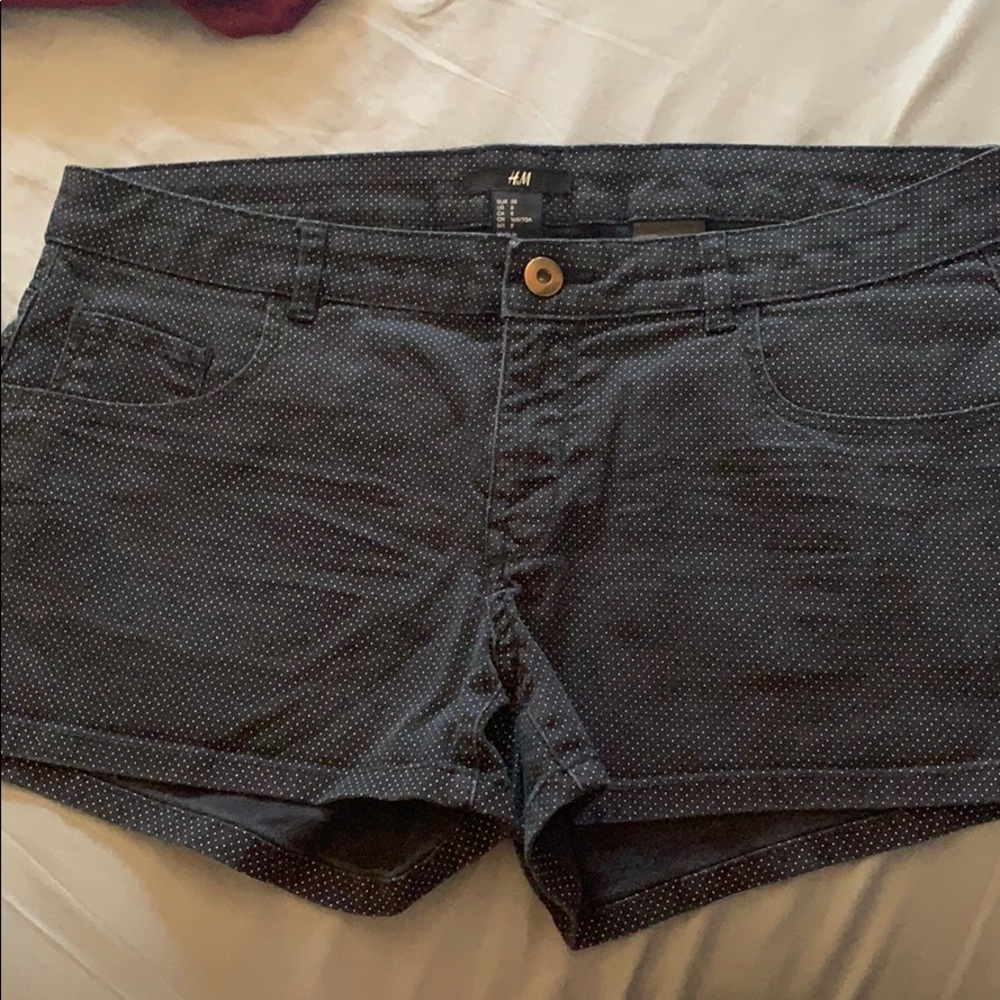 Black H&M shorts with polka dots.